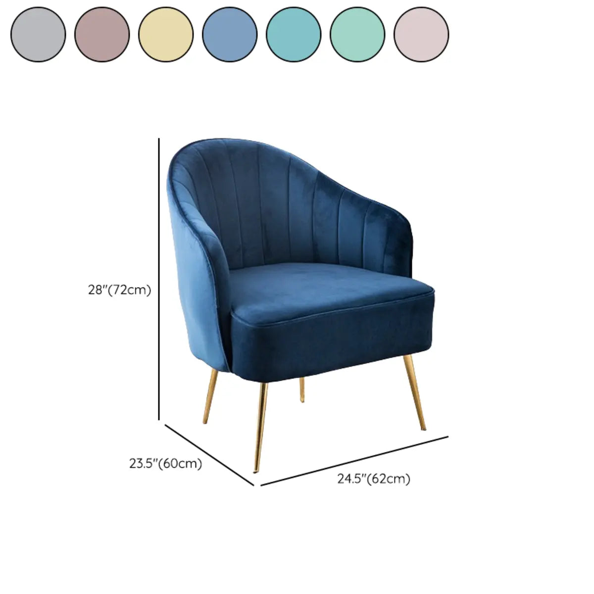 Lake Blue Dutch Velvet Sewn Pillow Back Arm Chair 