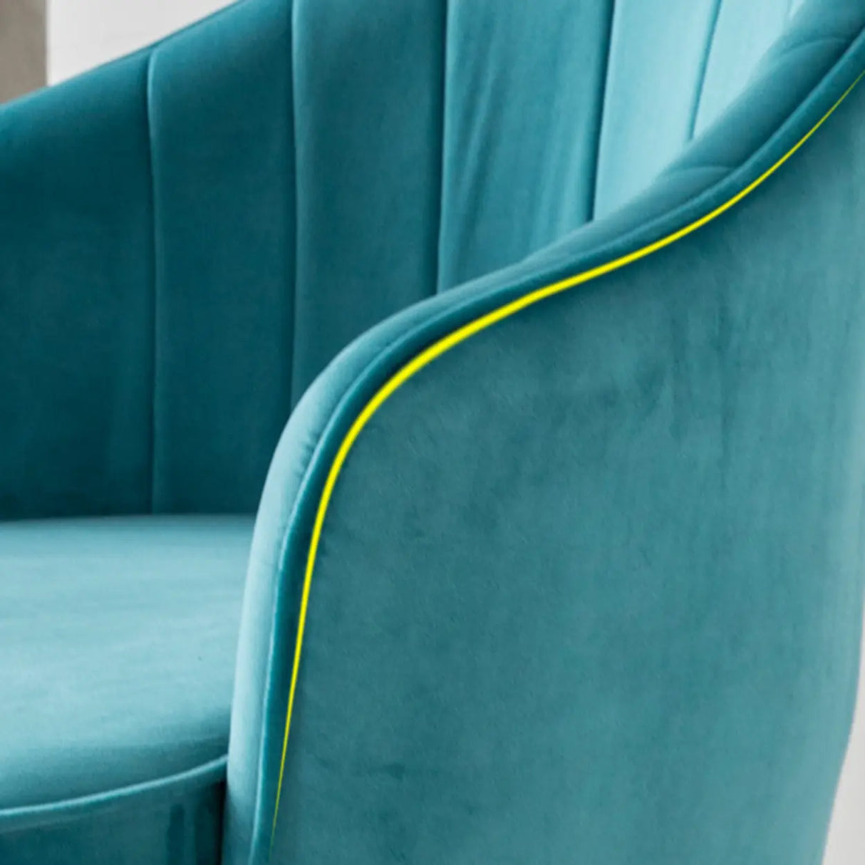 Lake Blue Dutch Velvet Sewn Pillow Back Arm Chair Image - 8