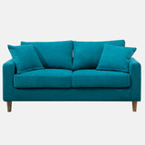 Lake Blue Flannel Square Arm Pillow Back Storage Sofa Image - 13