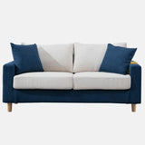 Lake Blue Flannel Square Arm Pillow Back Storage Sofa Image - 20