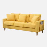 Lake Blue Flannel Square Arm Pillow Back Storage Sofa Image - 36