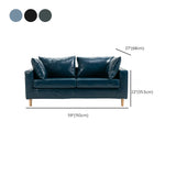 Lake Blue Flannel Square Arm Pillow Back Storage Sofa Image - 38