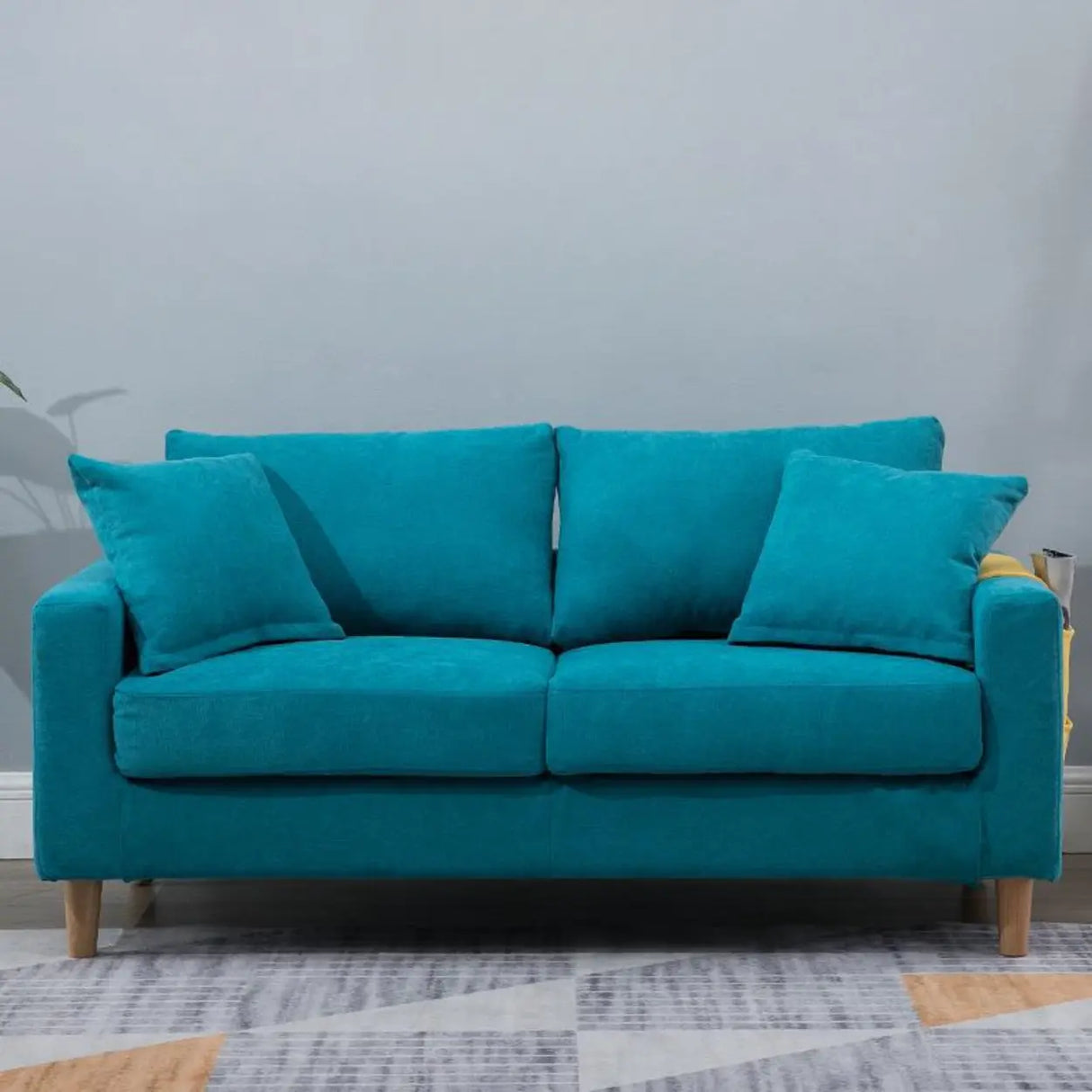Lake Blue Removable Cushions Sewn Pillow Back Loveseat Image - 10