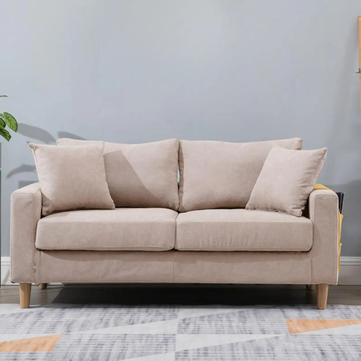 Lake Blue Removable Cushions Sewn Pillow Back Loveseat Image - 15
