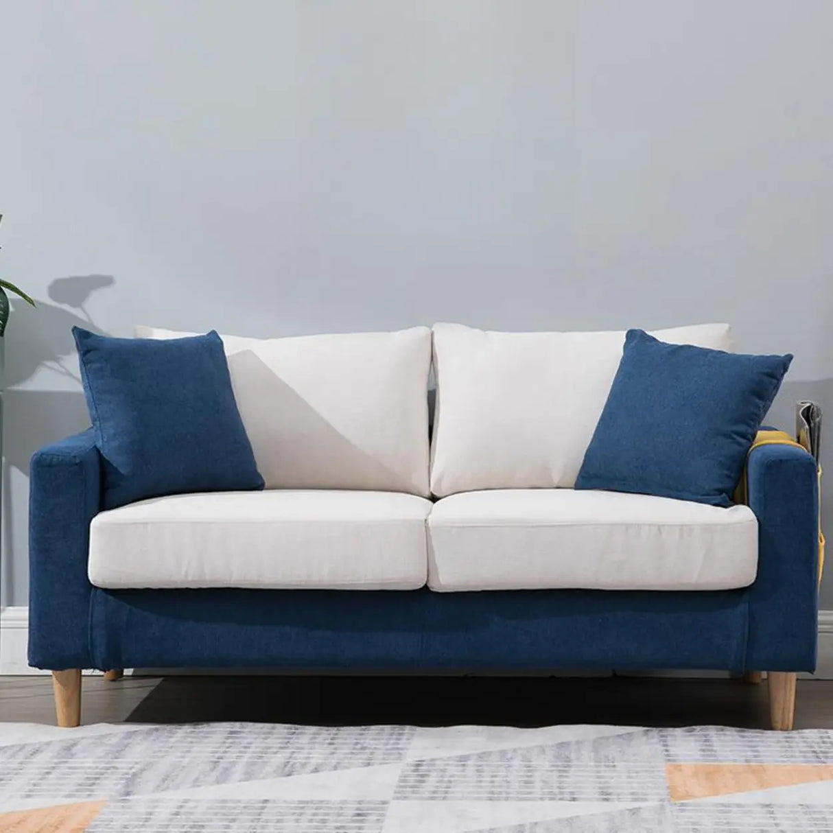 Lake Blue Removable Cushions Sewn Pillow Back Loveseat Image - 16