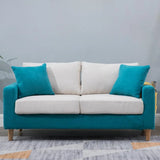 Lake Blue Removable Cushions Sewn Pillow Back Loveseat Image - 18