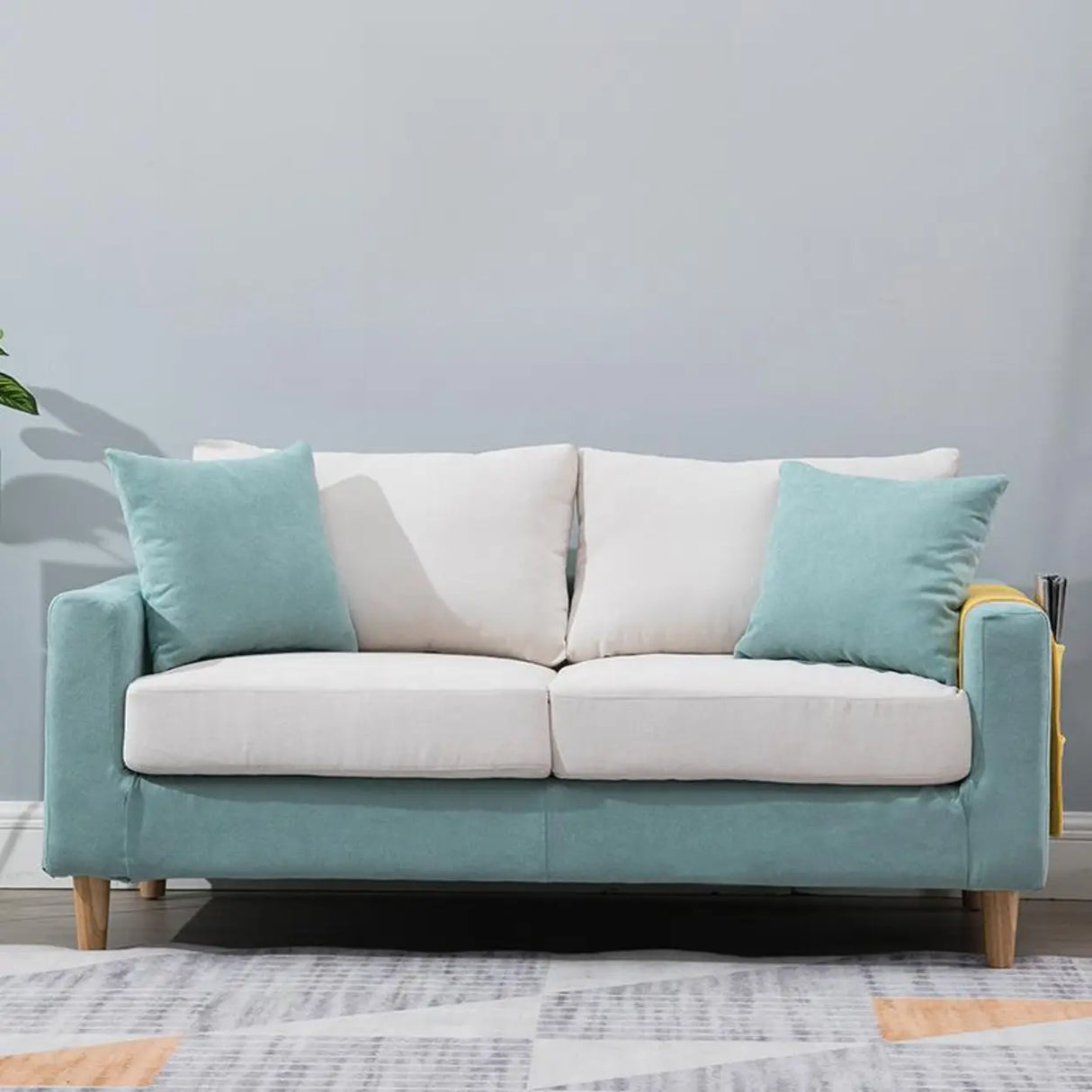 Lake Blue Removable Cushions Sewn Pillow Back Loveseat Image - 4