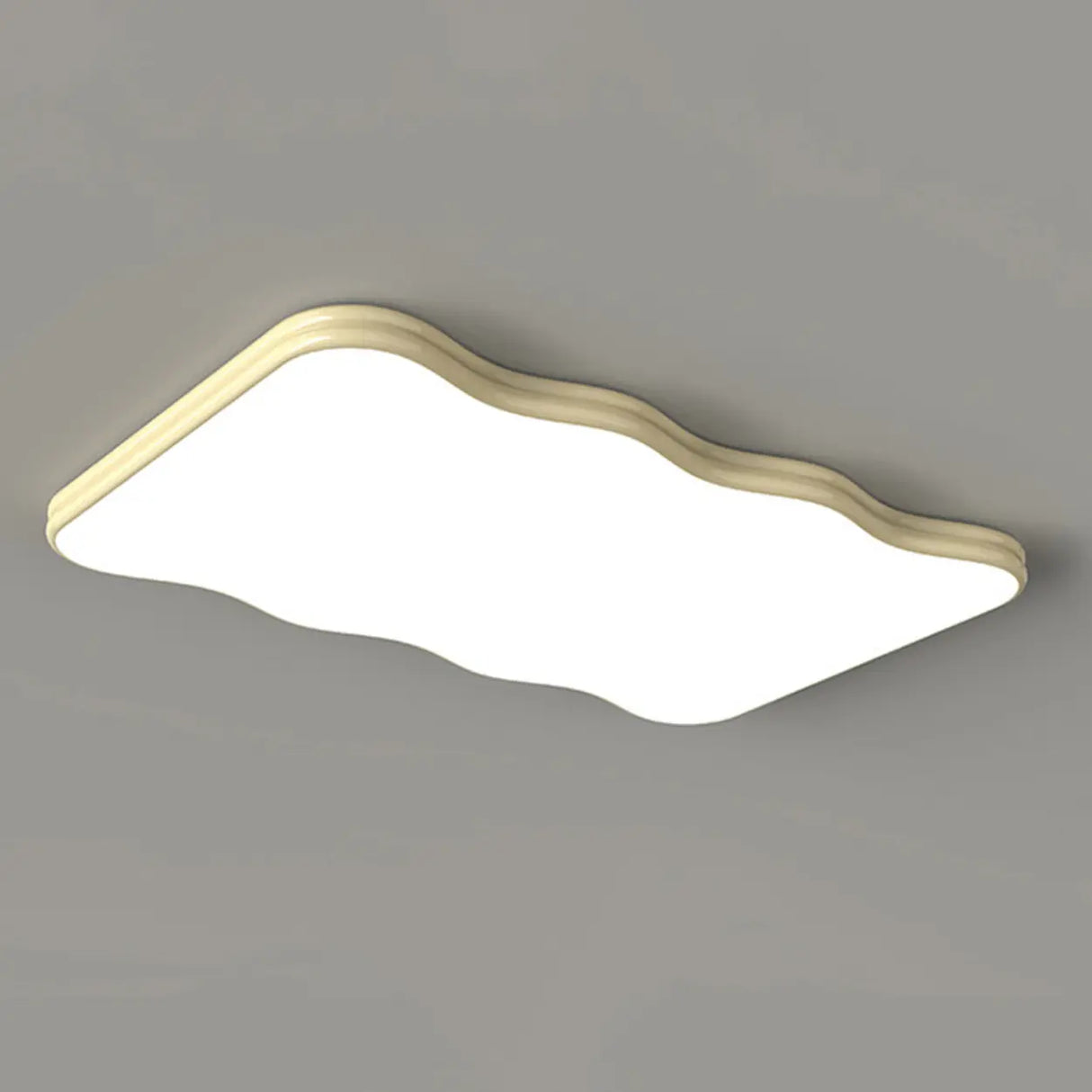 Modern Beige Wave Square LED Flush Mount Ceiling Light Image - 11