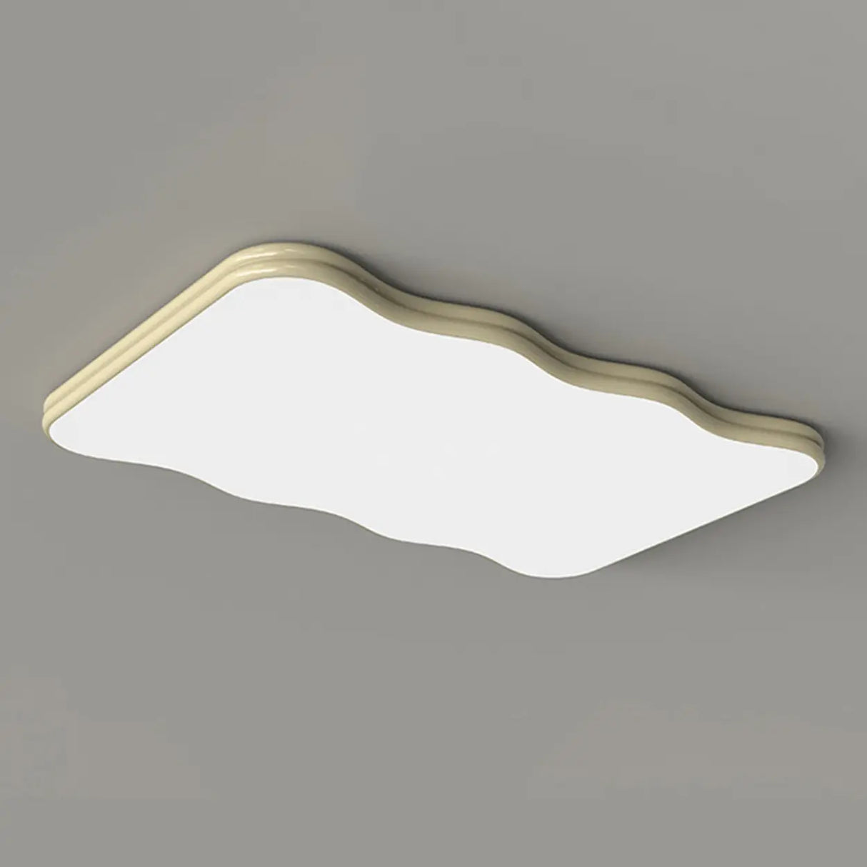 Modern Beige Wave Square LED Flush Mount Ceiling Light Image - 12