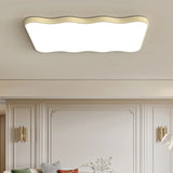 Modern Beige Wave Square LED Flush Mount Ceiling Light Image - 15