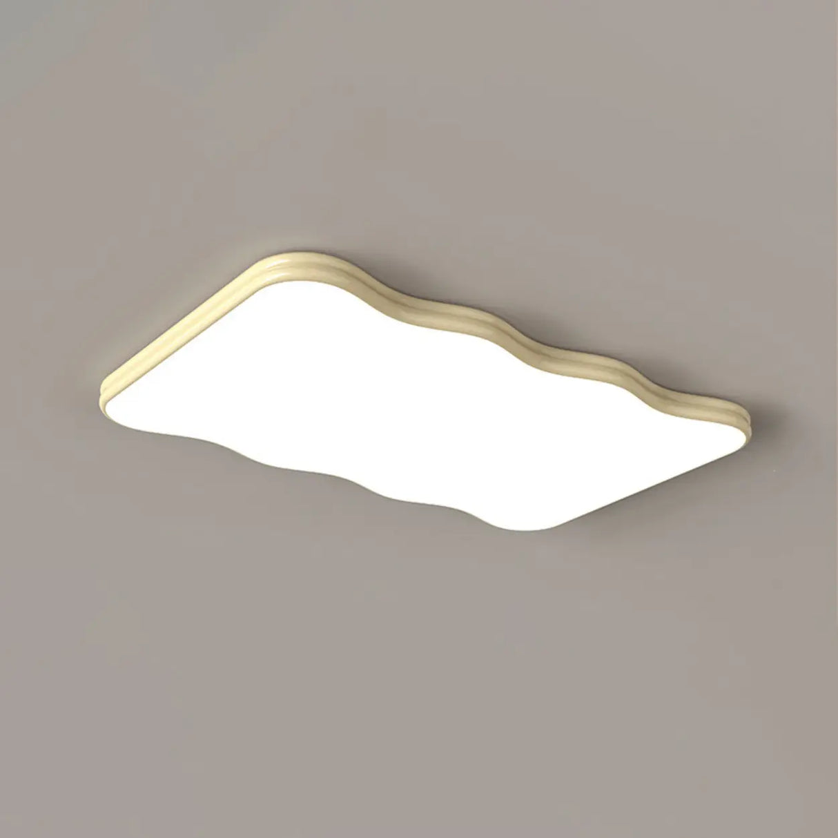 Modern Beige Wave Square LED Flush Mount Ceiling Light Image - 3