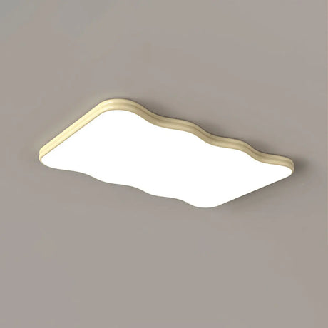 Modern Beige Wave Square LED Flush Mount Ceiling Light Image - 3