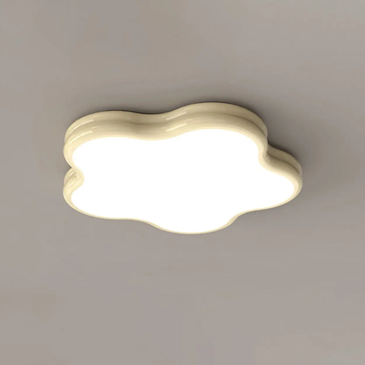 Modern Beige Wave Square LED Flush Mount Ceiling Light Image - 5