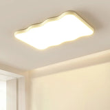 Modern Beige Wave Square LED Flush Mount Ceiling Light Image - 6