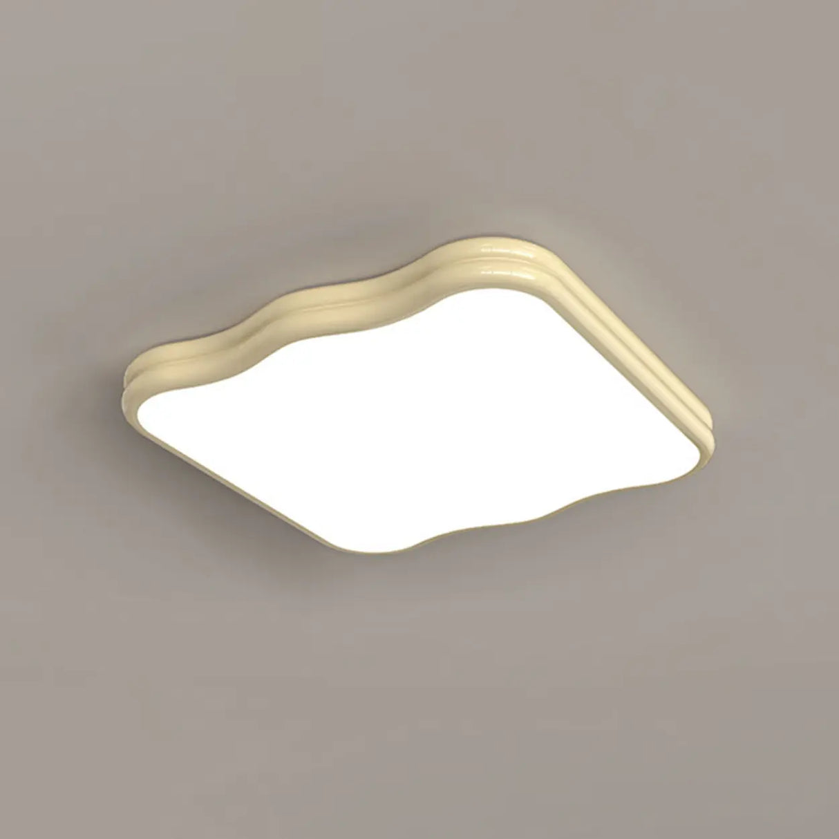 Modern Beige Wave Square LED Flush Mount Ceiling Light Image - 7