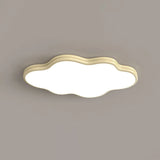 Modern Beige Wave Square LED Flush Mount Ceiling Light Image - 9