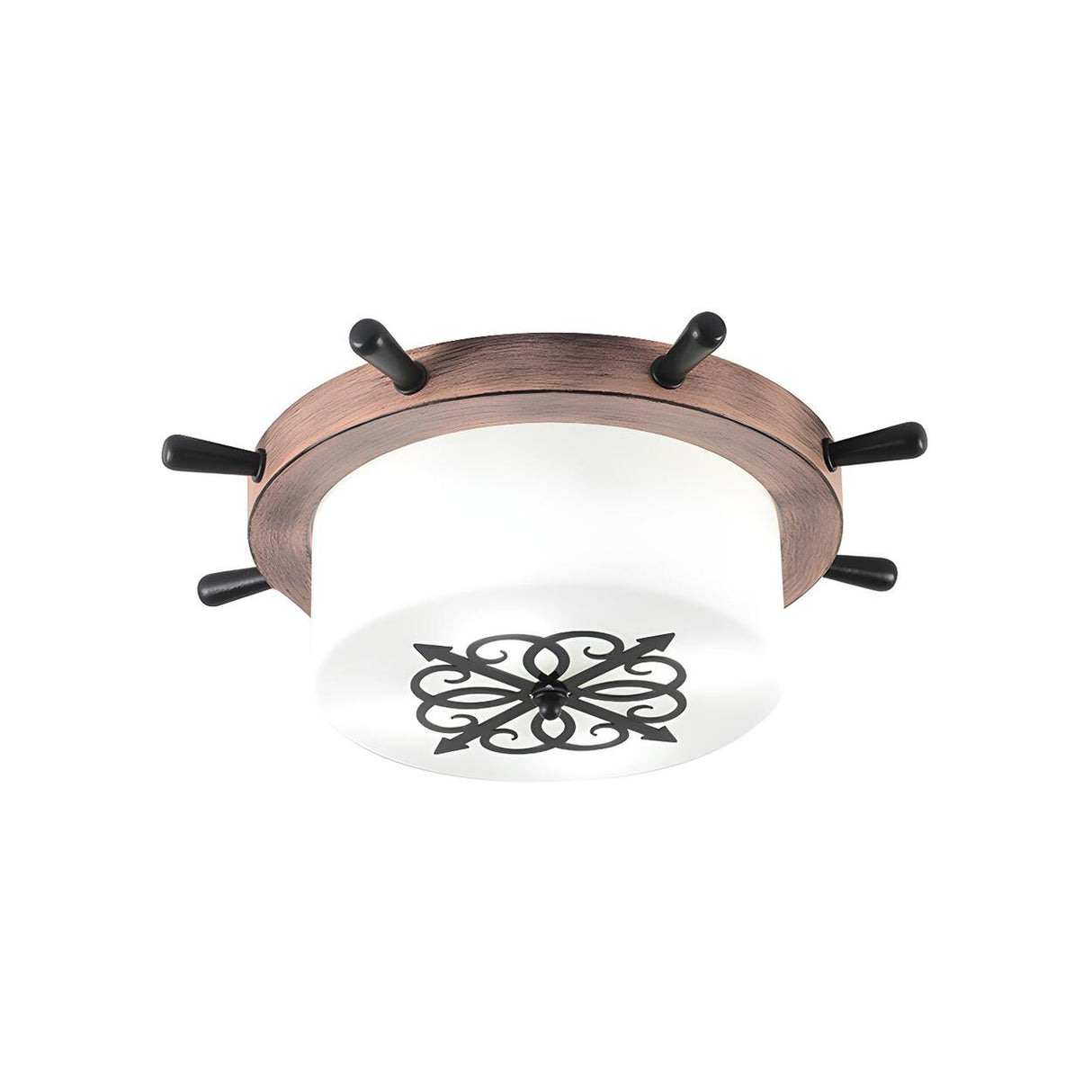 Large Blue Rudder Drum Glass LED Flush Mount Light Image - 7