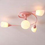 Large Blue Swirl Glass Semi-Flush Ceiling Light 6-Light Image - 10