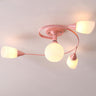 Large Blue Swirl Glass Semi-Flush Ceiling Light 6-Light Image - 10