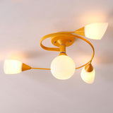 Large Blue Swirl Glass Semi-Flush Ceiling Light 6-Light Image - 12