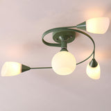 Large Blue Swirl Glass Semi-Flush Ceiling Light 6-Light Image - 16