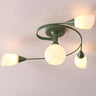 Large Blue Swirl Glass Semi-Flush Ceiling Light 6-Light Image - 16
