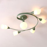 Large Blue Swirl Glass Semi-Flush Ceiling Light 6-Light Image - 17