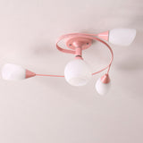 Large Blue Swirl Glass Semi-Flush Ceiling Light 6-Light Image - 18