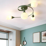 Large Blue Swirl Glass Semi-Flush Ceiling Light 6-Light Image - 22