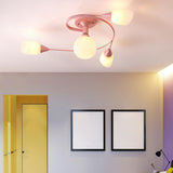 Large Blue Swirl Glass Semi-Flush Ceiling Light 6-Light Image - 23