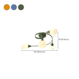 Large Blue Swirl Glass Semi-Flush Ceiling Light 6-Light Image - 25