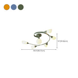 Large Blue Swirl Glass Semi-Flush Ceiling Light 6-Light Image - 27