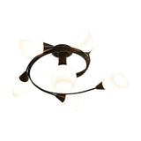 Large Blue Swirl Glass Semi-Flush Ceiling Light 6-Light Image - 5
