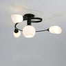 Large Blue Swirl Glass Semi-Flush Ceiling Light 6-Light Image - 6