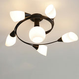 Large Blue Swirl Glass Semi-Flush Ceiling Light 6-Light Image - 7