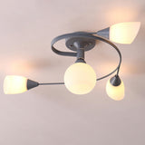 Large Blue Swirl Glass Semi-Flush Ceiling Light 6-Light Image - 8