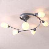 Large Blue Swirl Glass Semi-Flush Ceiling Light 6-Light Image - 9