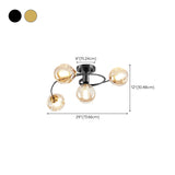 Large Bubble Clear Glass Semi-Flush Mount Light 6-Light #size