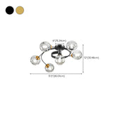 Large Bubble Clear Glass Semi-Flush Mount Light 6-Light Image - 20