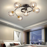 Large Bubble Clear Glass Semi-Flush Mount Light 6-Light Image - 4