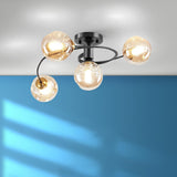 Large Bubble Clear Glass Semi-Flush Mount Light 6-Light Image - 6