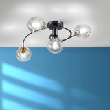 Large Bubble Clear Glass Semi-Flush Mount Light 6-Light Image - 7