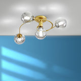 Large Bubble Clear Glass Semi-Flush Mount Light 6-Light Image - 9