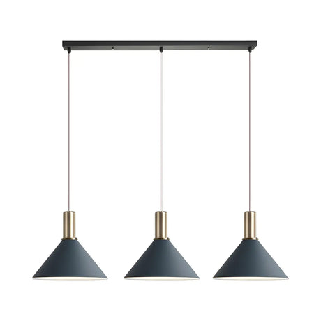 Large Dark Blue Conical Shape Pendant Light 3-Light Image - 2