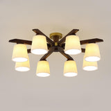 Large Fabric Cylinder Semi-Flush Mount Lamp 6-Light Image - 10