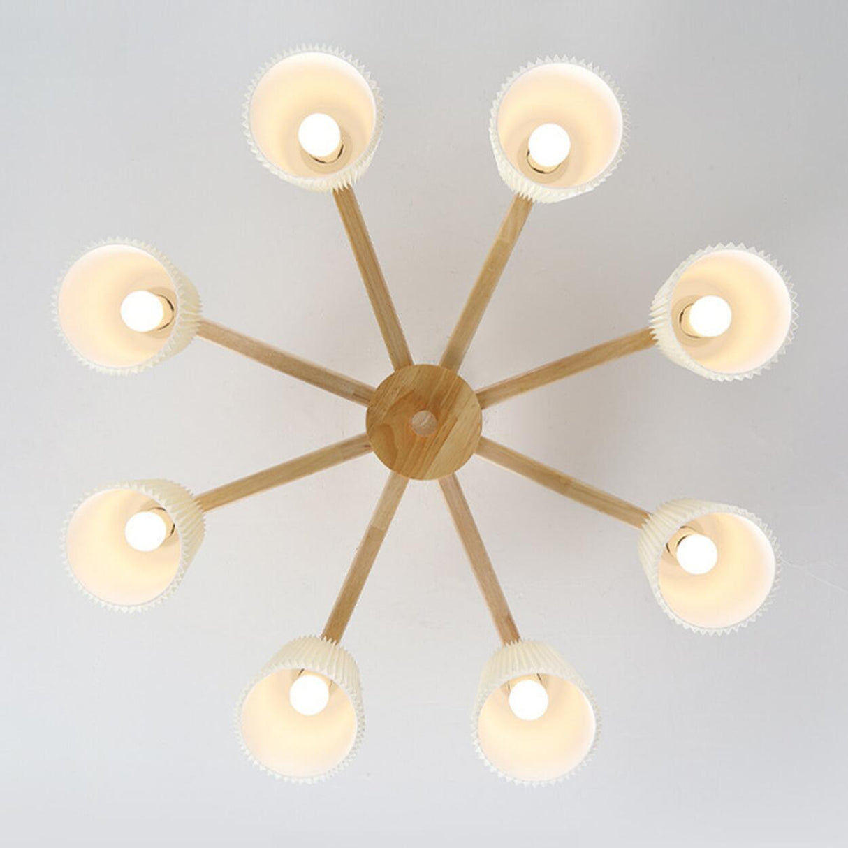 Large Fabric Cylinder Semi-Flush Mount Lamp 6-Light Image - 11