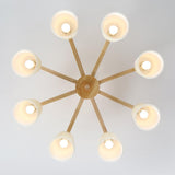 Large Fabric Cylinder Semi-Flush Mount Lamp 6-Light Image - 11