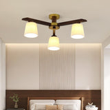 Large Fabric Cylinder Semi-Flush Mount Lamp 6-Light Image - 2