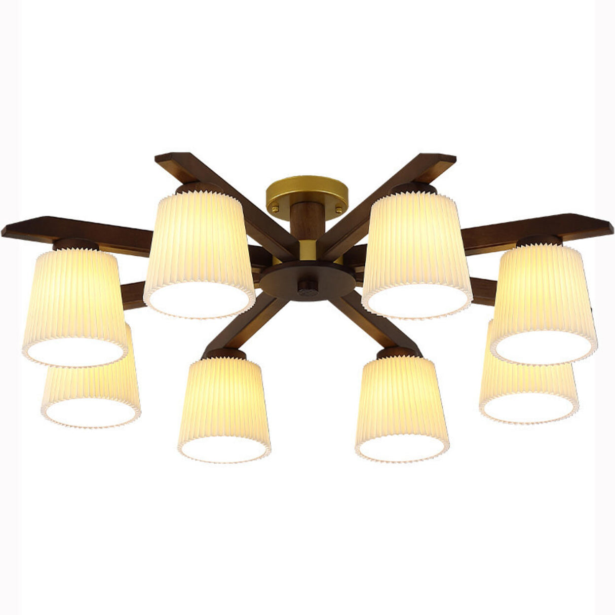 Large Fabric Cylinder Semi-Flush Mount Lamp 6-Light Image - 5