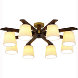Large Fabric Cylinder Semi-Flush Mount Lamp 6-Light Image - 5